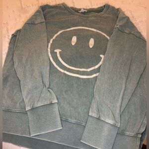 Washed green Smiley Face Sweatshirt